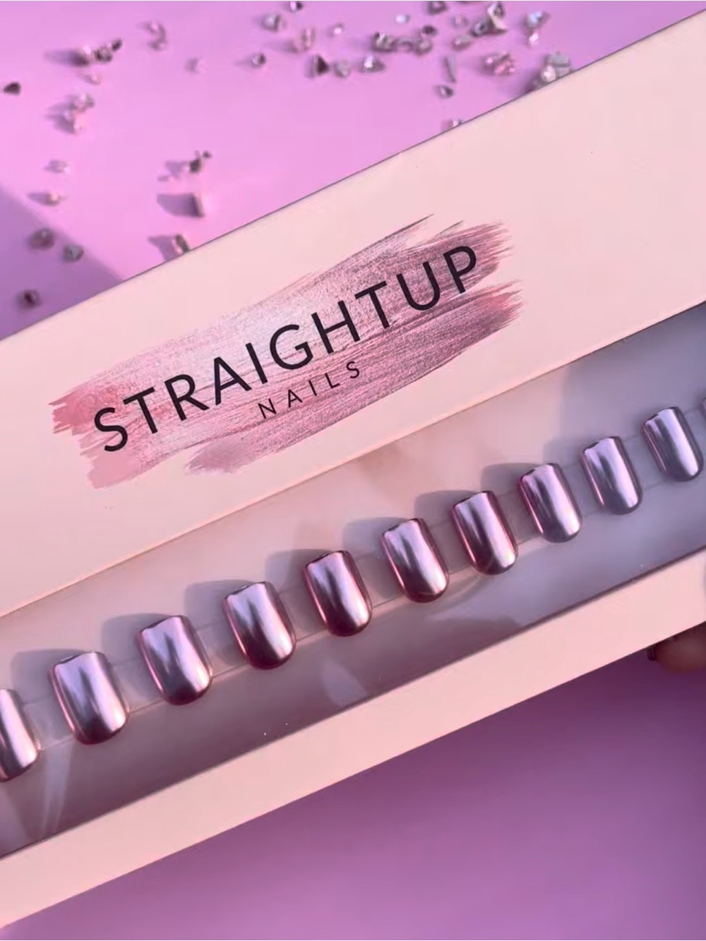 Rose Gold Chrome Press On Nails | Metallic Mirror Finish | Short Square